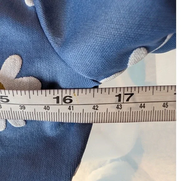 Uncivilized VTG 90s Y2K Daisy Polo Shirt Women S Blue Floral V-Neck Baby Tee - Picture 7 of 8